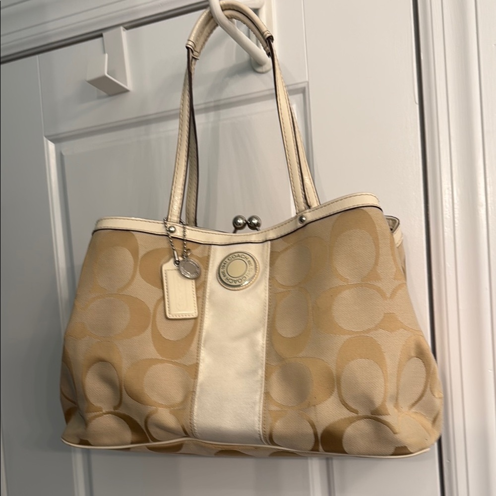 Coach Tan Shoulder Bag with Classic Monogram
